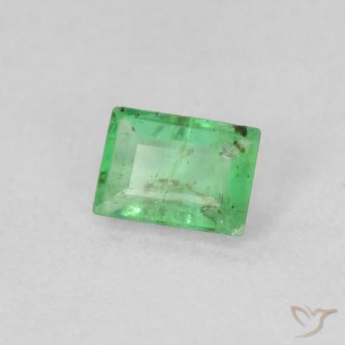 Émeraude vert naturelle baguette, 0,19 ct, VS