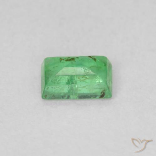 Émeraude vert naturelle baguette, 0,19 ct, VS