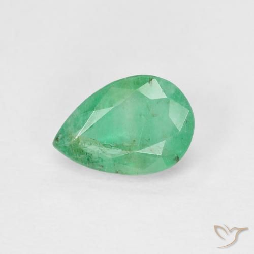 0.64ct Naturel Vert frais Émeraude, En forme de poire, VS-SI