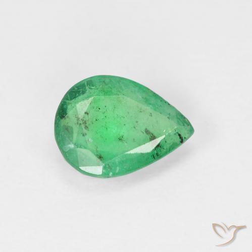 Émeraude Vert moyen naturelle En forme de poire, 1.03 ct, VS-SI