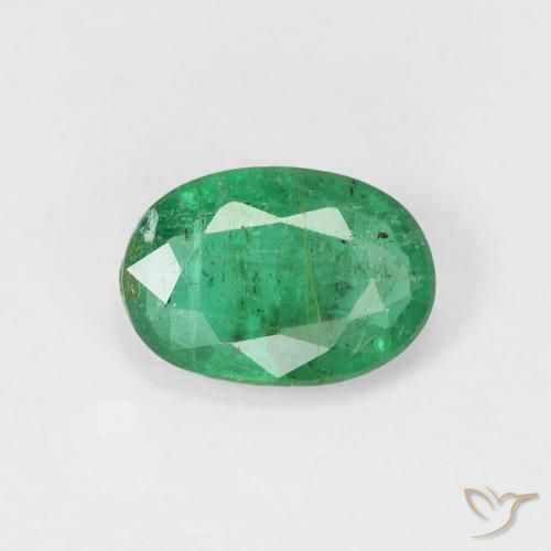 0.75ct Naturel Vert clair moyen Émeraude, ovale, SI, Photo A