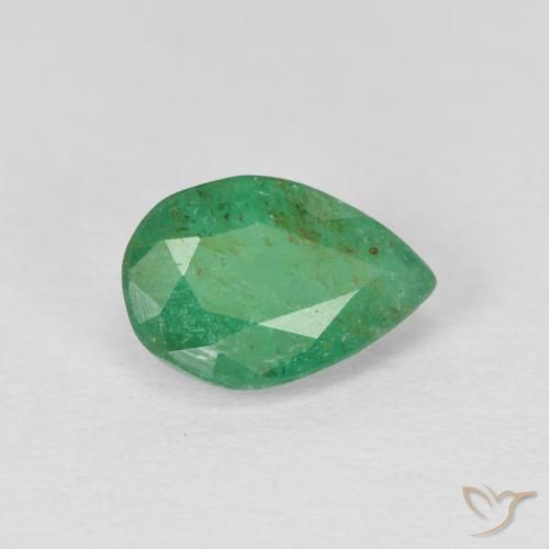 Émeraude Vert moyen naturelle En forme de poire, 0.73 ct, SI