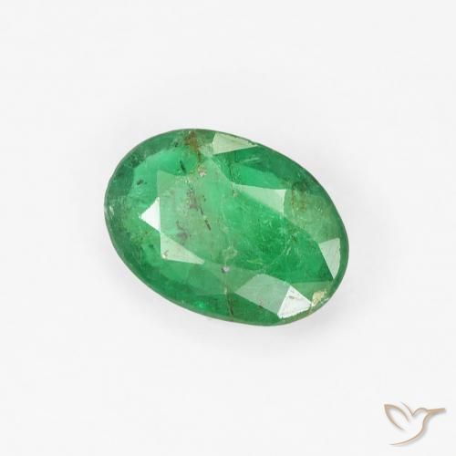 Émeraude Vert jaunâtre naturelle ovale, 0.62 ct, SI