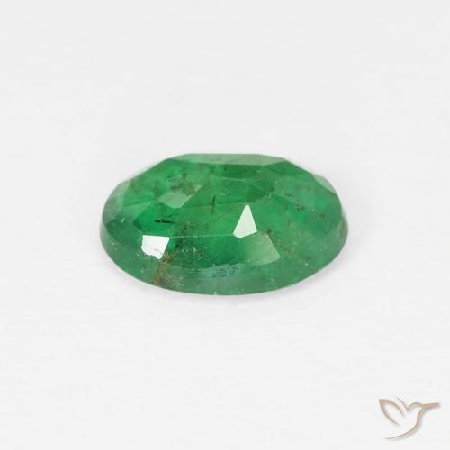 Émeraude Vert jaunâtre naturelle ovale, 0.62 ct, SI