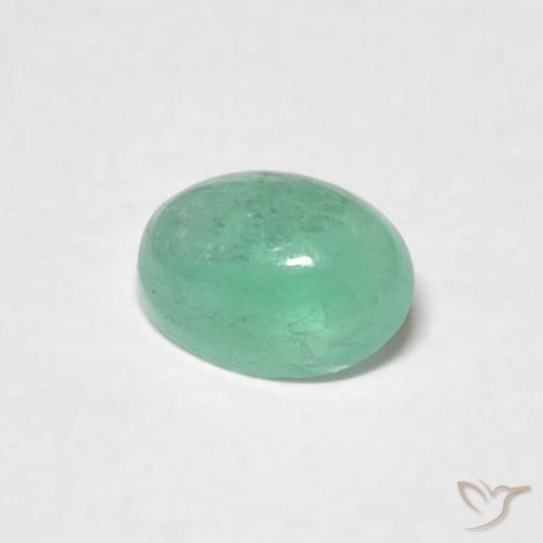Émeraude Vert fougère naturelle ovale, 0.48 ct, Translucide