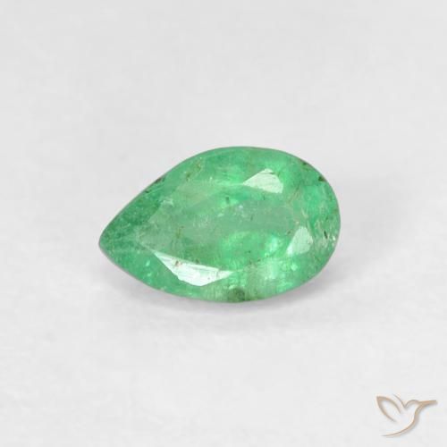 0.45ct Naturel Vert froid léger Émeraude, En forme de poire, SI, Photo A