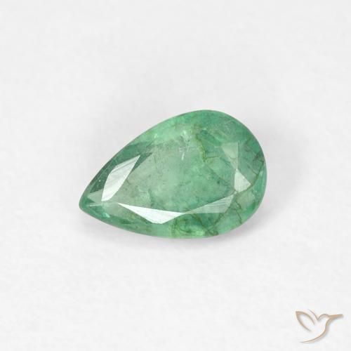 0.37ct Naturel Vert froid léger Émeraude, En forme de poire, SI, Photo A