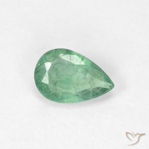 Émeraude Vert froid léger naturelle En forme de poire, 0.37 ct, SI