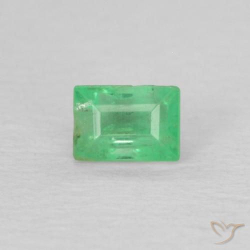 0.21ct Naturel Vert moyen Émeraude, Baquette, SI-I1