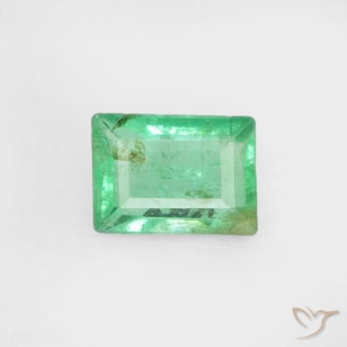 Émeraude vert clair naturelle baquette, 0,15 ct, VS-SI