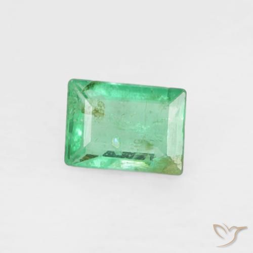 Émeraude vert clair naturelle baquette, 0,15 ct, VS-SI