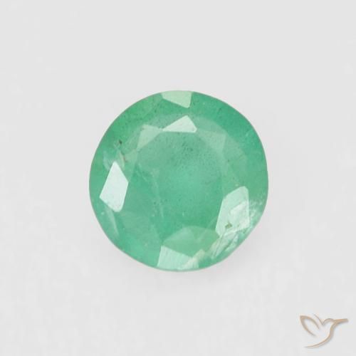 Émeraude vert naturelle coupe roude, 0,16 ct, VS