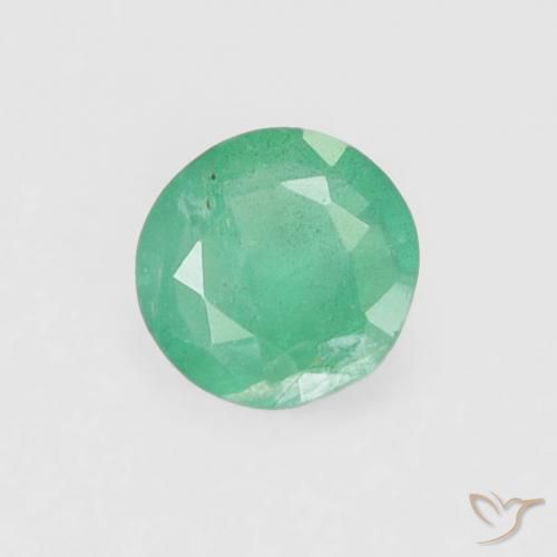 Émeraude vert naturelle coupe roude, 0,16 ct, VS