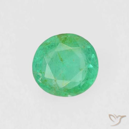 Émeraude vert naturelle coupe roude, 0,17 ct, VS