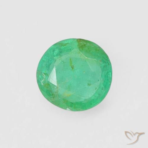 Émeraude vert naturelle coupe roude, 0,17 ct, VS