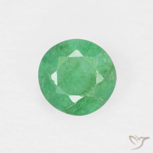 Émeraude Vert clair naturelle Coupe roude, 0.14 ct, VS