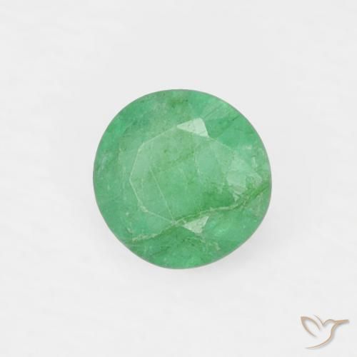Émeraude Vert clair naturelle Coupe roude, 0.14 ct, VS
