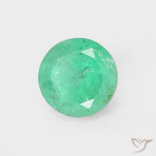Émeraude vert naturelle coupe roude, 0,25 ct, VS