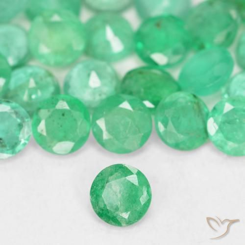 Émeraude vert naturelle coupe roude, 0,15 ct, SI