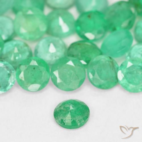 Émeraude vert naturelle coupe roude, 0,15 ct, SI