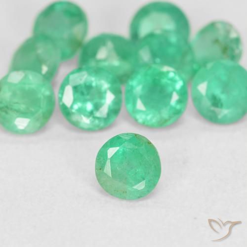 Émeraude vert naturelle coupe roude, 0,18 ct, SI