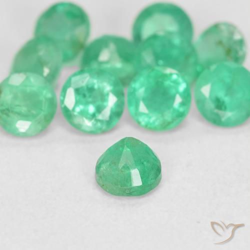 Émeraude vert naturelle coupe roude, 0,18 ct, SI