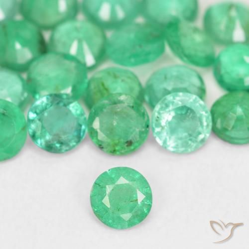 Émeraude vert naturelle coupe roude, 0,12 ct, SI