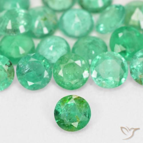 Émeraude vert naturelle coupe roude, 0,13 ct, SI