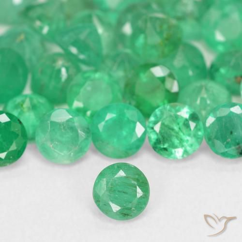 Émeraude vert de 0,18 ct, rond, SI