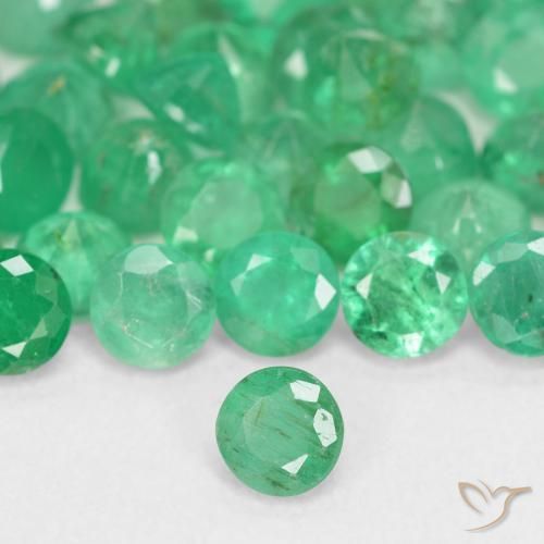 Émeraude vert naturelle coupe roude, 0,18 ct, SI