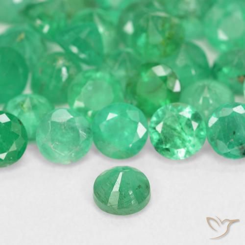 Émeraude vert naturelle coupe roude, 0,18 ct, SI