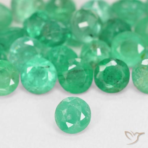 Émeraude vert naturelle coupe roude, 0,15 ct, SI