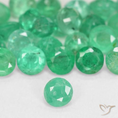 Émeraude vert naturelle coupe roude, 0,15 ct, SI