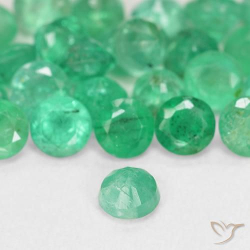 Émeraude vert naturelle coupe roude, 0,15 ct, SI
