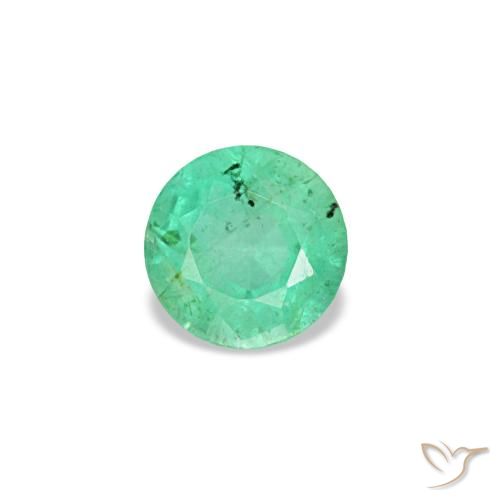 Émeraude vert naturelle coupe roude, 0,16 ct, SI
