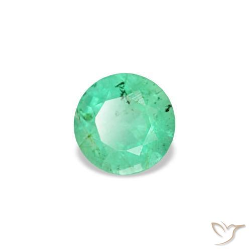 Émeraude vert naturelle coupe roude, 0,16 ct, SI