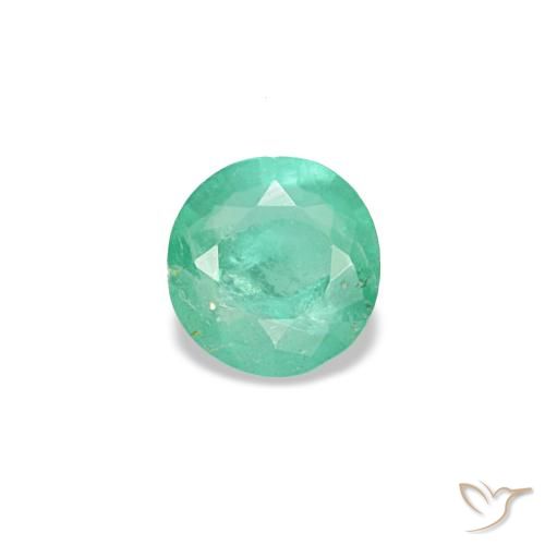 Émeraude vert naturelle coupe roude, 0,16 ct, SI