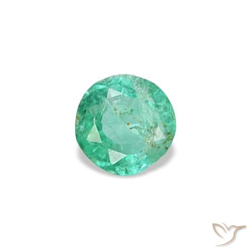 Émeraude vert naturelle coupe roude, 0,19 ct, SI