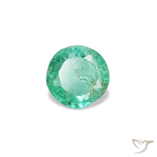 Émeraude vert naturelle coupe roude, 0,19 ct, SI