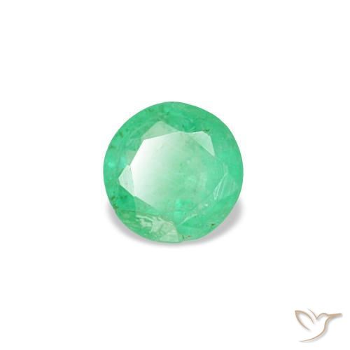 Émeraude vert naturelle coupe roude, 0,19 ct, VS-SI