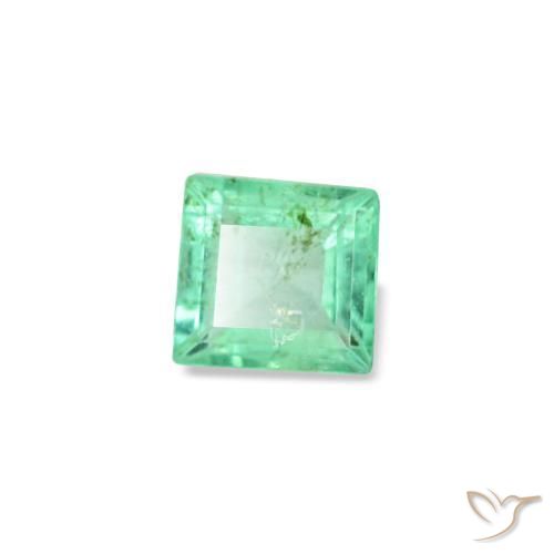 Émeraude vert naturelle carré, 0,12 ct, VS-SI
