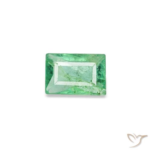 Émeraude vert naturelle baguette, 0,13 ct, SI