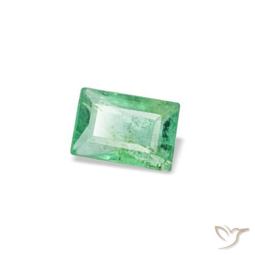 Émeraude vert naturelle baguette, 0,13 ct, SI
