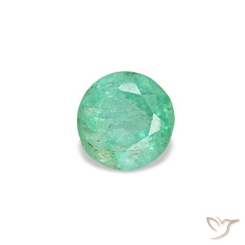 Émeraude vert naturelle coupe roude, 0,19 ct, VS-SI