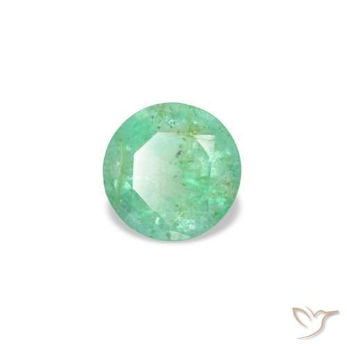 Émeraude vert naturelle coupe roude, 0,17 ct, VS-SI