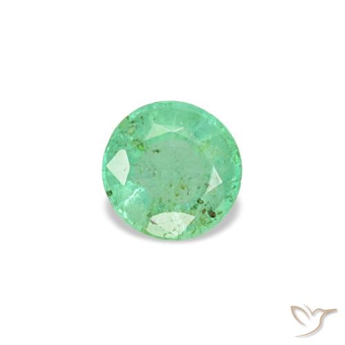 Émeraude vert naturelle coupe roude, 0,19 ct, VS-SI