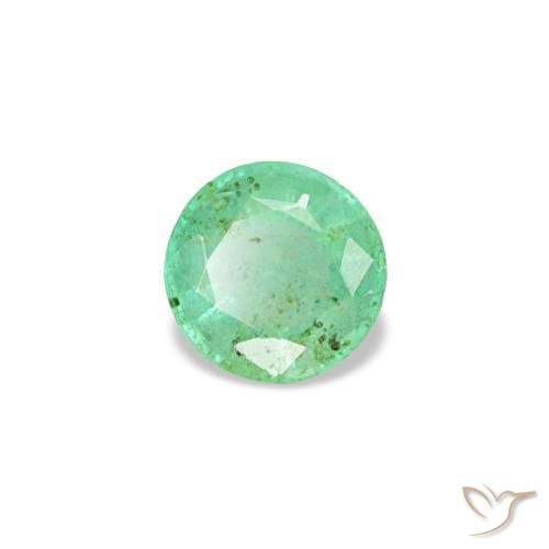Émeraude vert naturelle coupe roude, 0,19 ct, VS-SI