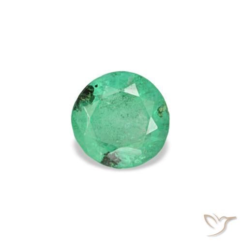 Émeraude vert naturelle coupe roude, 0,18 ct, VS-SI