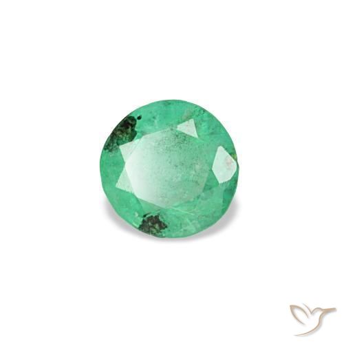 Émeraude vert naturelle coupe roude, 0,18 ct, VS-SI