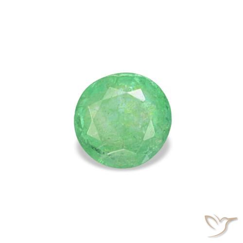 Émeraude vert naturelle coupe roude, 0,18 ct, VS-SI